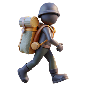 extraordinary creative Silhouette of Hiker with Backpack Isolated detailed png