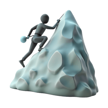 elegant classic Silhouette of Person Climbing Mountain Achievement Symbol Transparent Background premium png