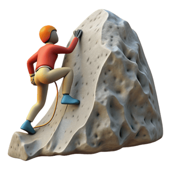 elegant rustic Silhouette of Person Climbing Mountain Achievement Symbol Transparent Background authentic png