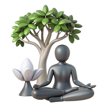 beautiful vintage Silhouette of Person Meditating Under a Tree Cutout Element exclusive png