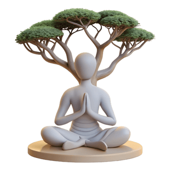 magnificent minimalist Silhouette of Person Meditating Under a Tree Cutout Element authentic png