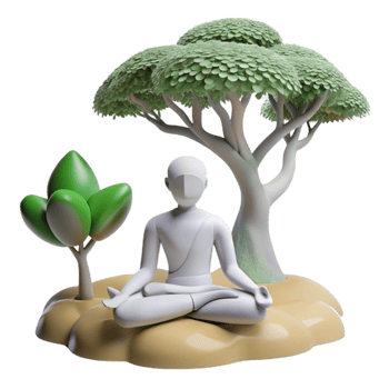 wonderful abstract Silhouette of Person Meditating Under a Tree Cutout Element high quality png
