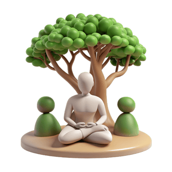 dramatic rustic Silhouette of Person Meditating Under a Tree Cutout Element detailed png