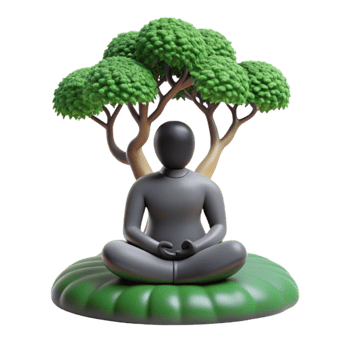 impressive creative Silhouette of Person Meditating Under a Tree Cutout Element png