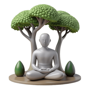 elegant contemporary Silhouette of Person Meditating Under a Tree Cutout Element original png