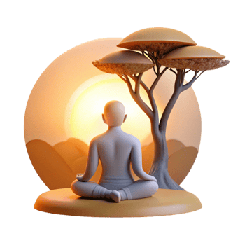 wonderful vintage Silhouette of Person Meditating Under a Tree Cutout Element high quality png