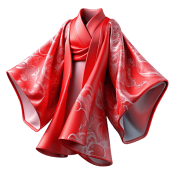 stunning creative Silk Kimono Flowing Red Fabric Transparent Background detailed png