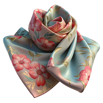 extraordinary vintage Silk Scarf with Floral Pattern Transparent Background Cutout professional png