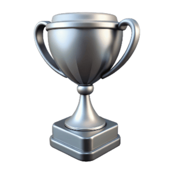 magnificent vintage Silver Award Trophy with Transparent Background genuine png