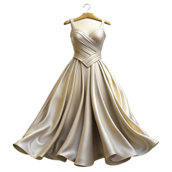 serene artistic Silk Wedding Dress Draped on Hanger Isolated premium png