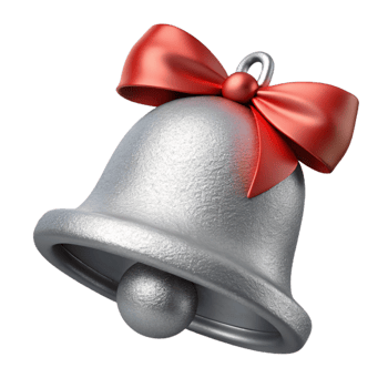 wonderful classic Silver Christmas Bell with Ribbon Isolated Element authentic png