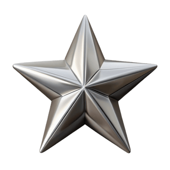 elegant modern Silver Christmas Tree Topper Star Transparent Background Isolated original png