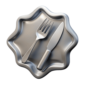 serene creative Silver Fork and Knife Cutout Transparent Background high quality png