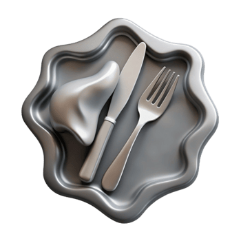 beautiful contemporary Silver Fork and Knife Cutout Transparent Background detailed png