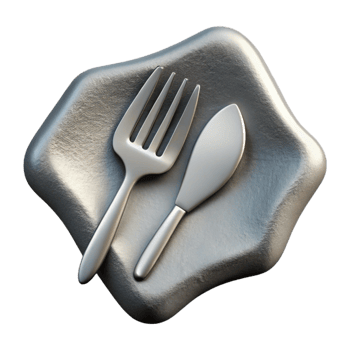 serene minimalist Silver Fork and Knife Cutout Transparent Background detailed png