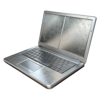 beautiful modern Silver Laptop Front View Isolated with Realistic Reflections authentic png