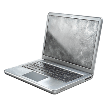 dramatic artistic Silver Laptop Front View Isolated with Realistic Reflections original png