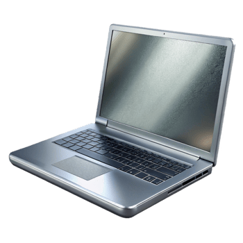 wonderful artistic Silver Laptop Front View Isolated with Realistic Reflections genuine png
