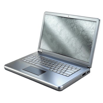 stunning modern Silver Laptop Front View Isolated with Realistic Reflections high quality png