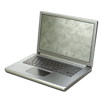 dramatic modern Silver Laptop with Blank Screen Isolated on Transparent Background high resolution png
