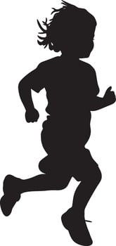Kid Sprinting Silhouette A black image of a child in motion, legs stretched and arms swinging. vector