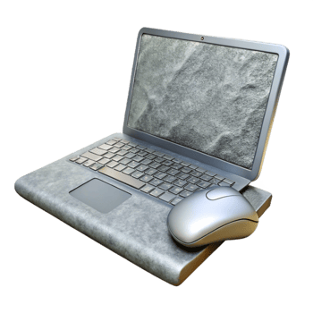 extraordinary vintage Silver Laptop with External Mouse Isolated Element premium png