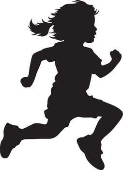 Silhouette of a Running Child Full-length black illustration of a kid mid-stride, arms pumping, hair flowing. vector