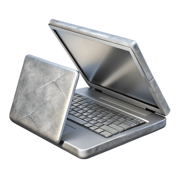 elegant rustic Silver Laptop with Open Screen Isolated Element detailed png
