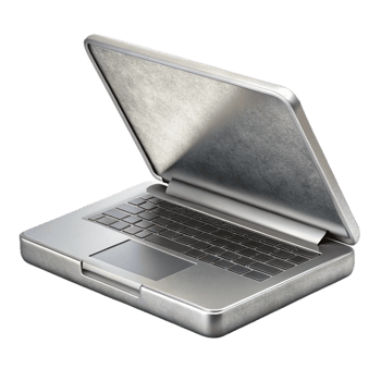 dramatic creative Silver Laptop with Open Screen Isolated Element detailed png