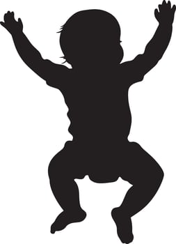 Silhouette of a Baby Dancing Full-length black illustration of a baby bouncing slightly with arms moving rhythmically. vector