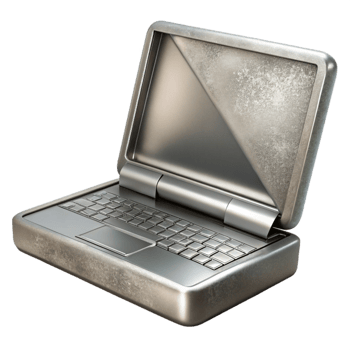 dramatic creative Silver Laptop with Open Screen Isolated Element high quality png
