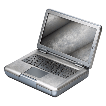 impressive vintage Silver Laptop with Open Screen Isolated Element detailed png