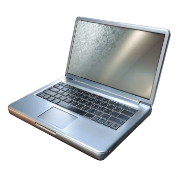 vibrant contemporary Silver Laptop with Open Screen Isolated Element genuine png