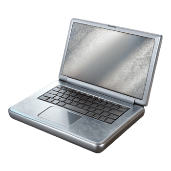 dramatic abstract Silver Laptop with Open Screen Isolated Element high resolution png