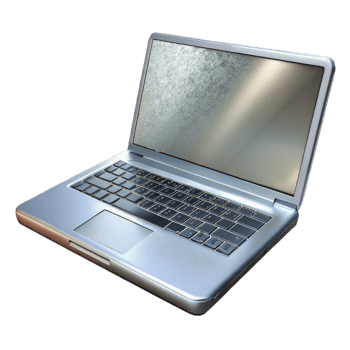 serene vintage Silver Laptop with Open Screen Isolated Element genuine png