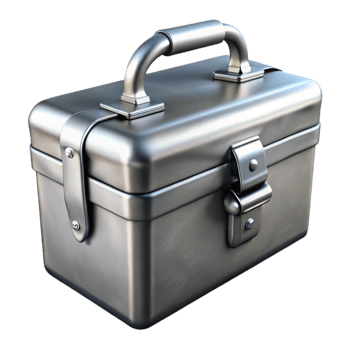 beautiful contemporary Silver Metal Toolbox with Handle Isolated genuine png
