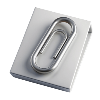 stunning classic Silver Paperclip on White Paper Transparent Background premium png