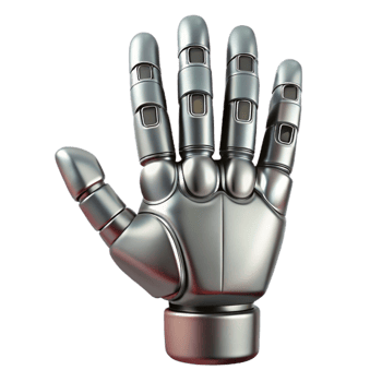 magnificent vintage Silver Robotic Hand Open Palm Isolated genuine png