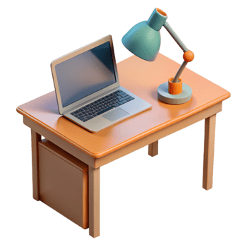 elegant rustic Simple Desk with Laptop Transparent Background genuine png