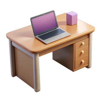 impressive abstract Simple Desk with Laptop Transparent Background png