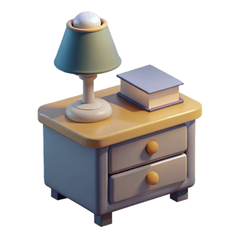 elegant classic Simple Nightstand with Lamp and Book Transparent Background genuine png