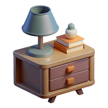 magnificent abstract Simple Nightstand with Lamp and Book Transparent Background high quality png