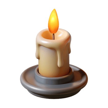 elegant artistic Single Lit Candle with Flame Isolated Element high resolution png