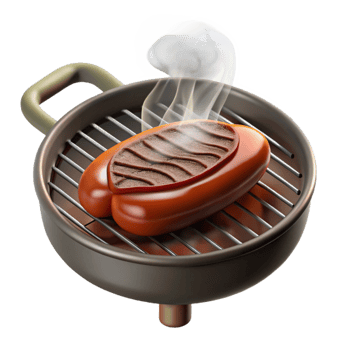 impressive minimalist Sizzling Steak on Grill Cutout with Smoke Detail original png