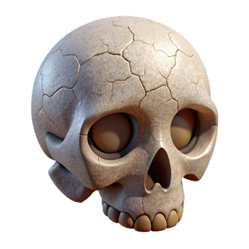 impressive creative Skull Icon with Cracks Isolated Element authentic png