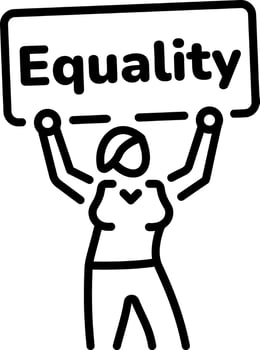 A character holding an equality chart, line style icon vector