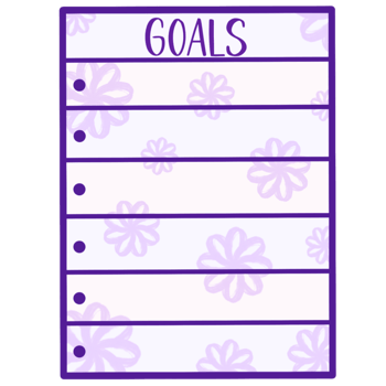 Purple goals clipart, Goals with dot points, decorated with flowers png
