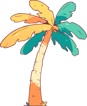 Colorful Palm Tree Illustration, Tropical Vibes Concept png