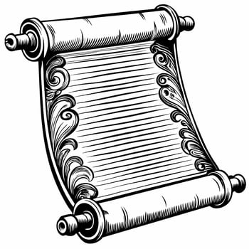 Ornate Scroll with Elegant Floral Design, Vintage Illustration, Historical Document, Antique, Decorative Art vector