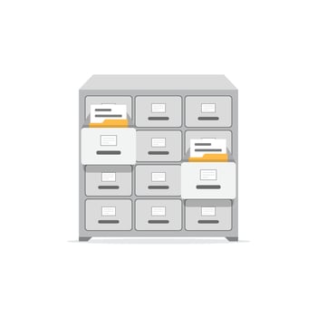 File cabinet with files and folders on top vector
